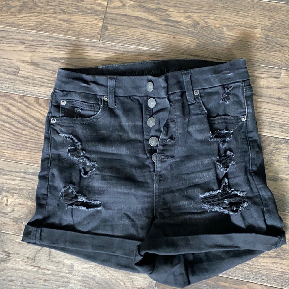 American eagle black denim shorts